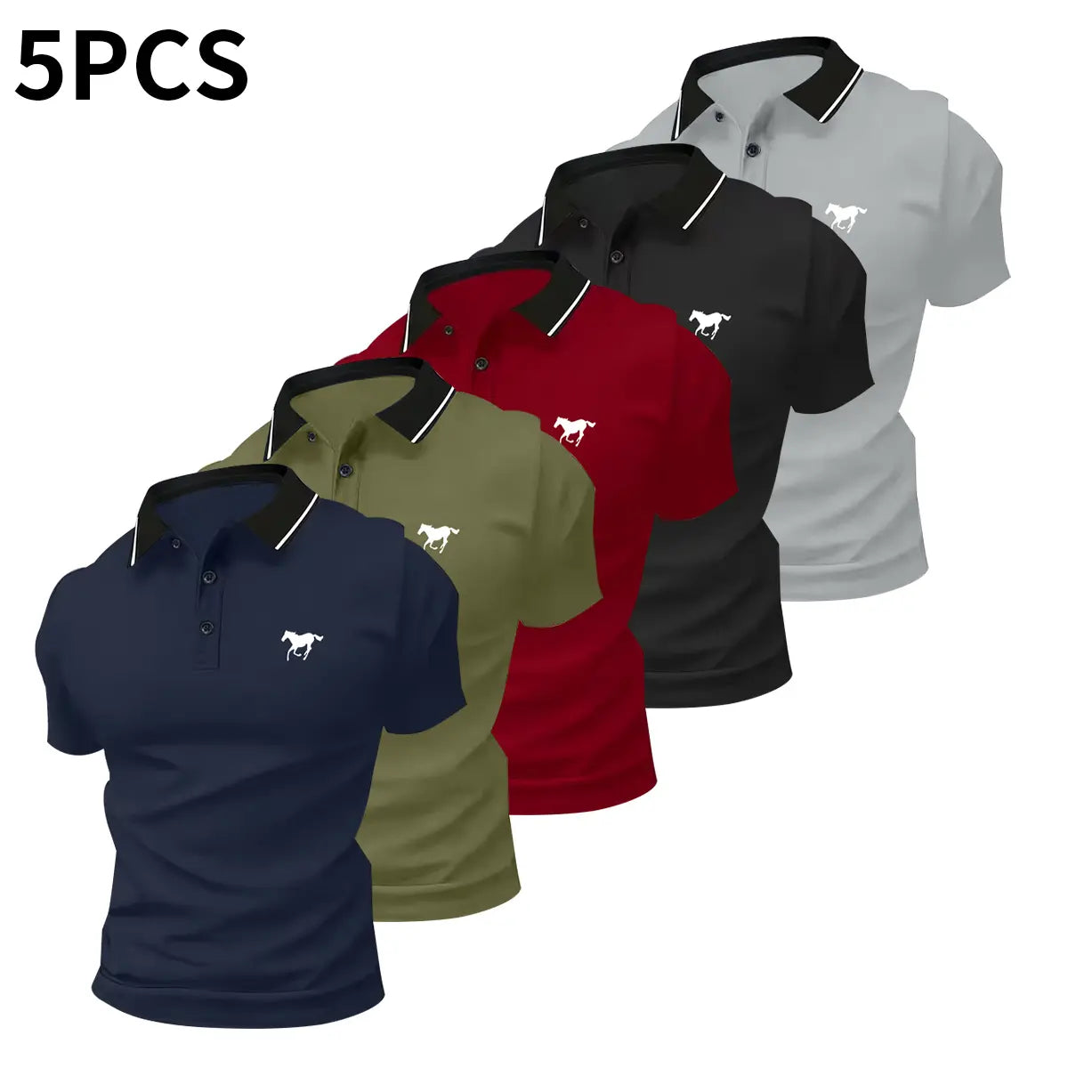 Men's Casual Business Polo Shirt - Versatile Solid Buttoned Top