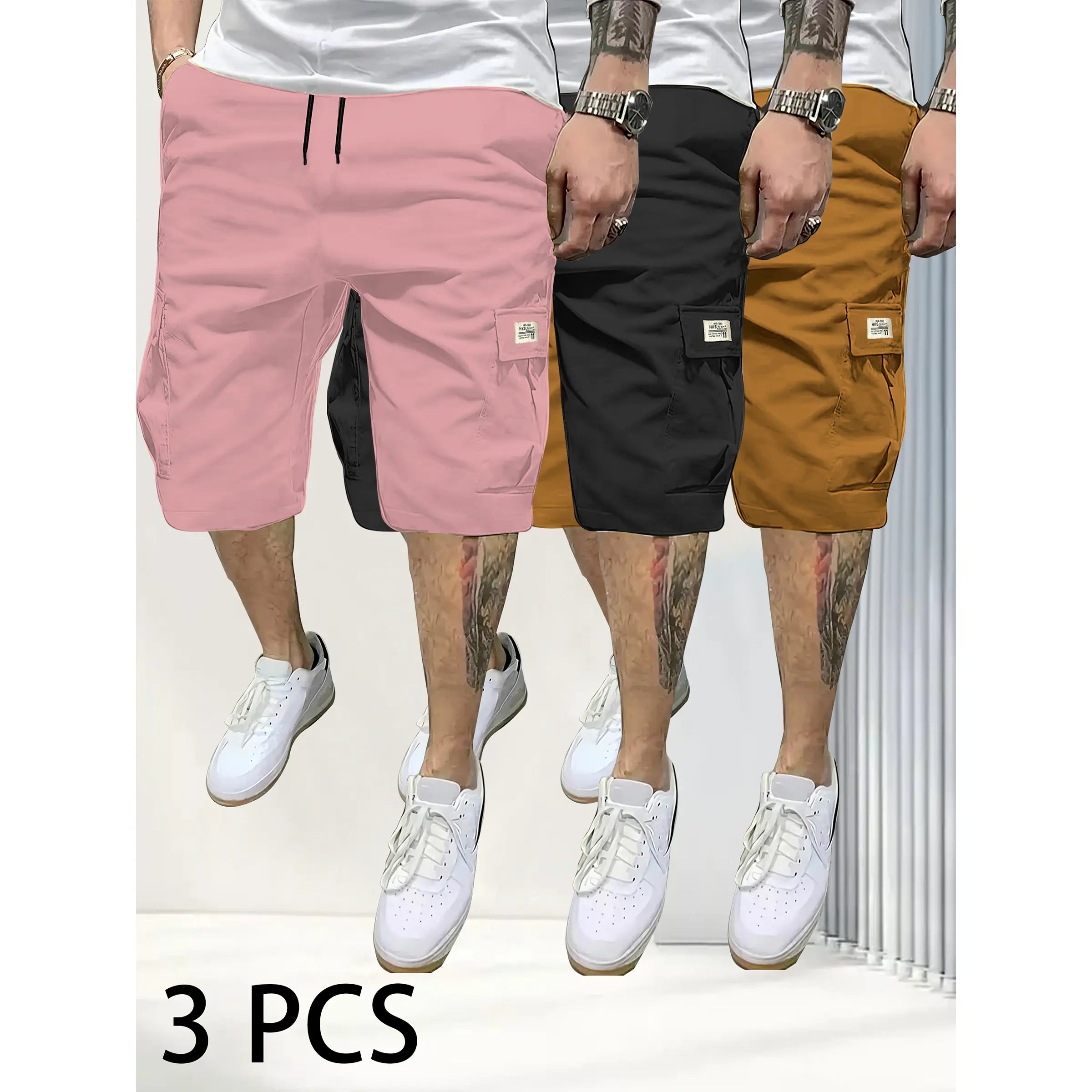 Men's 3-Piece Fitted Casual Shorts Set