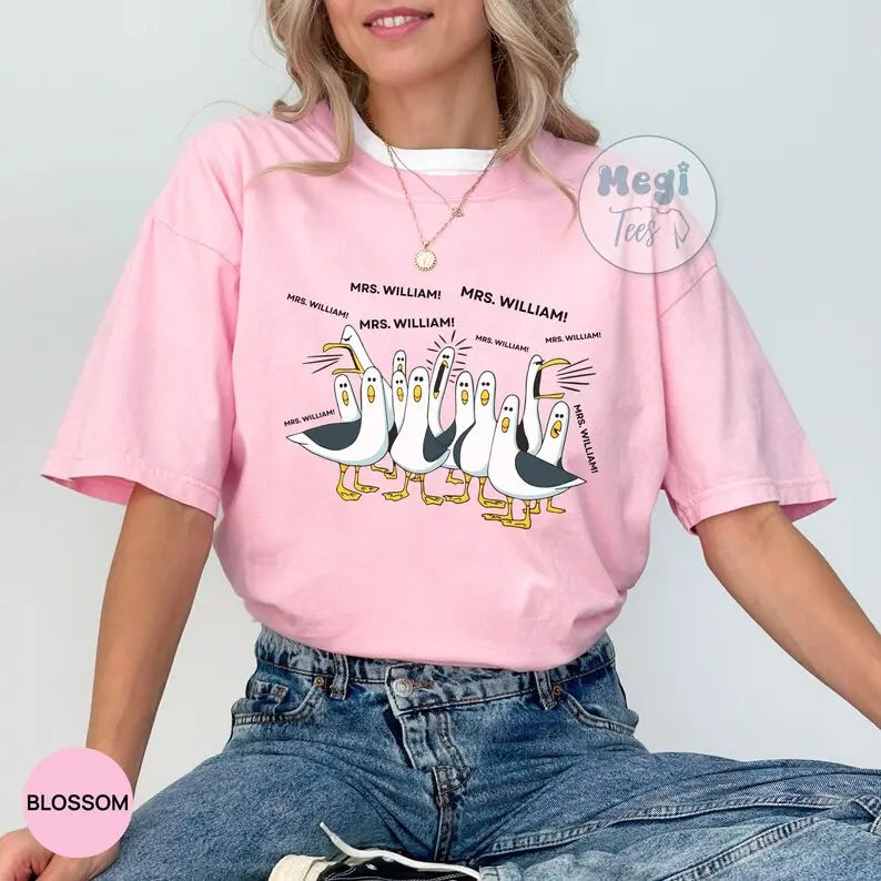 Comfort Colors Custom Seagull Teacher TShirt, Funny Teacher Tee, Personalized Appreciation Gift
