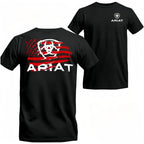 Retro Ariat American Flag 2 Sided T-shirt, Men Shirts For Country Boys, Patriotic Style Summer Graphic Tee, Gift For Dad For Husband For Him, Father's Day Gifts, Menswear Top