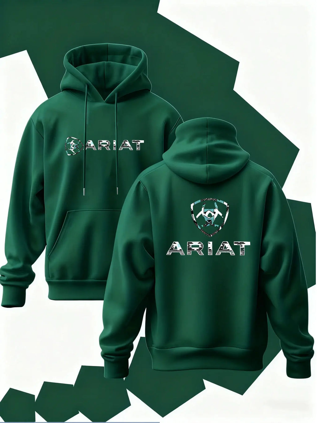 New Men's Hoodie Ariat Print, Soft Stretch Knit Fabric, Long Sleeve, Standard Fit, Casual Daily Wear, Four-Season Hooded Clothing, Fun Style, Essential for Young Adults