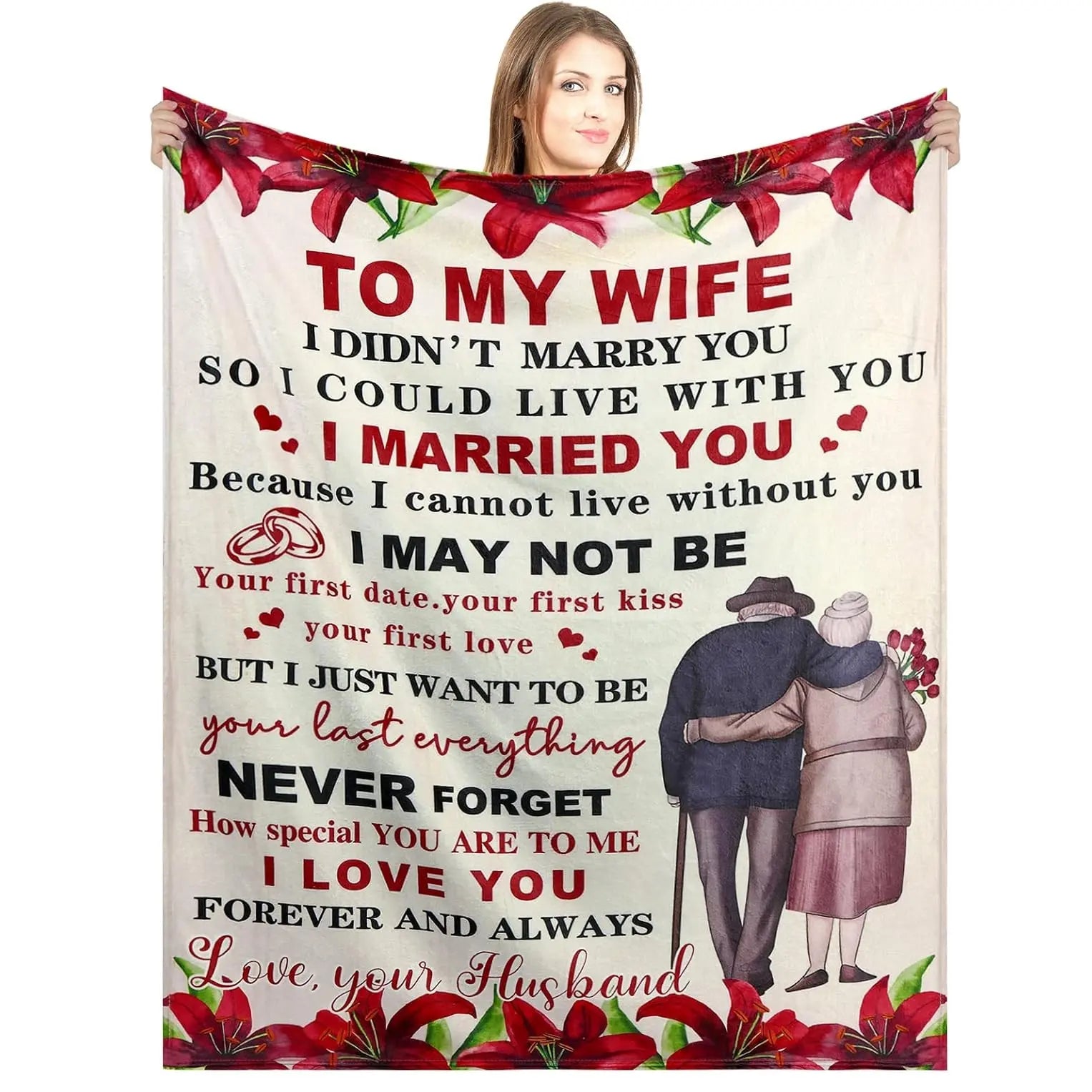 [mothers day gift ideas] Blanket Gifts for Wife Romantic Anniversary Birthday Gifts for Wife Her I Love You Presents for Wife from Husband to My Wife Warm Gifts for Christmas Valentine's Mother's Day
