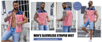Yuanbang 4th of July Men’s American Flag Denim Vest USA 250th Birthday Independence Day Sleeveless Summer Casual Jacket Patriotic Style Outdoor Fashion Menswear Father's Festival Dad Gifts Guys Love Top Summer Wins