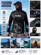 Men's Long Sleeve Hooded Fishing Shirt with Face Mask, Gradient Color Outdoor Fishing Clothing